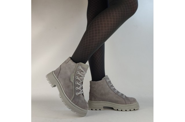 ДЕМІсезонні сірі жіночі черевики 2095TR з натуральної замші та шкіри